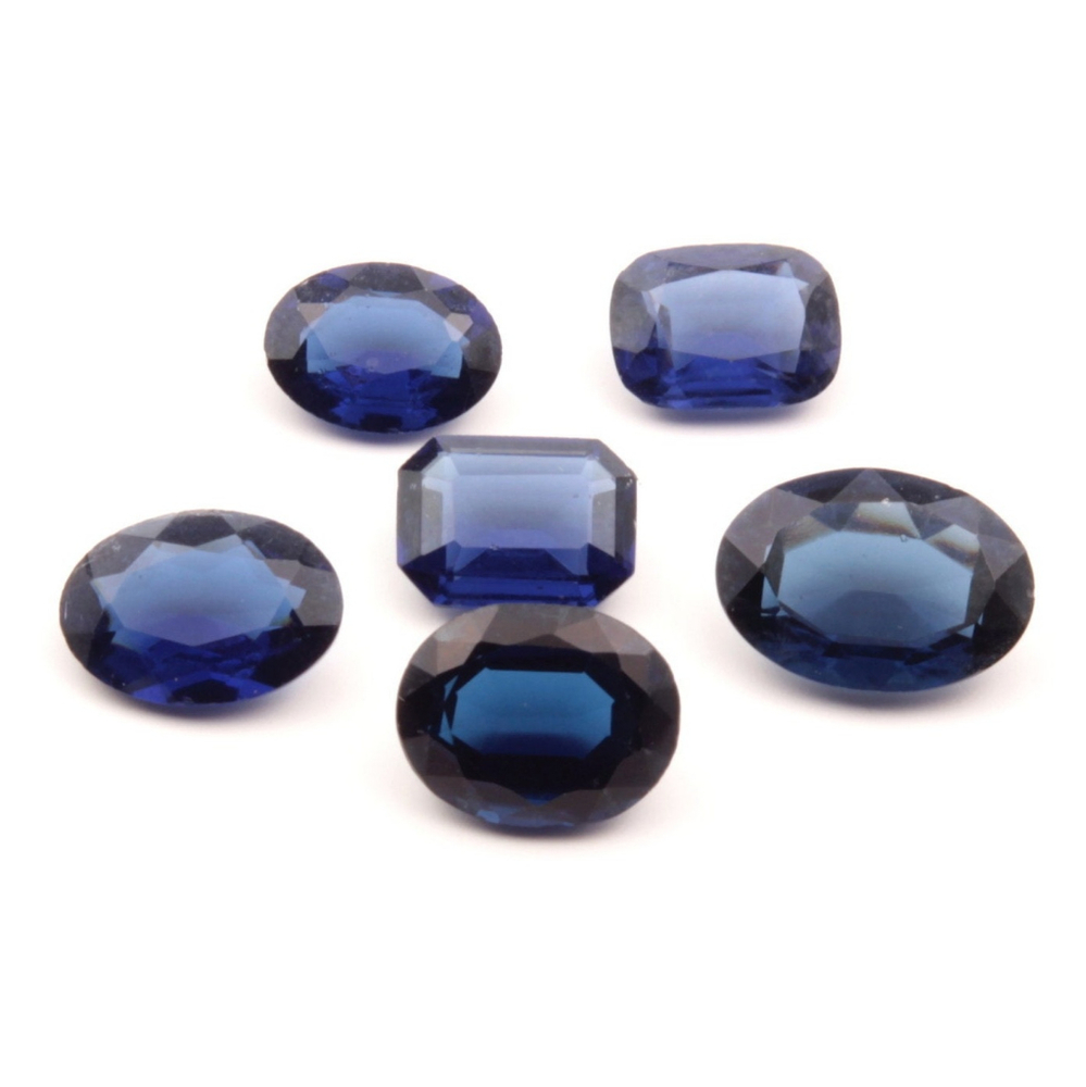 Vintage blue Glass rhinestones Lot (6) Czech rectangle oval faceted