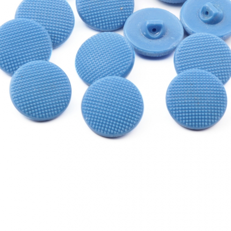 Lot (12) 18mm 1930s vintage Czech blue dimple glass buttons