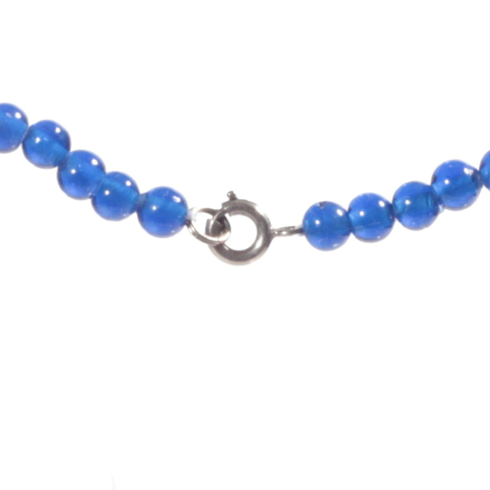 Vintage beaded necklace Czech gradual cobalt blue round glass beads