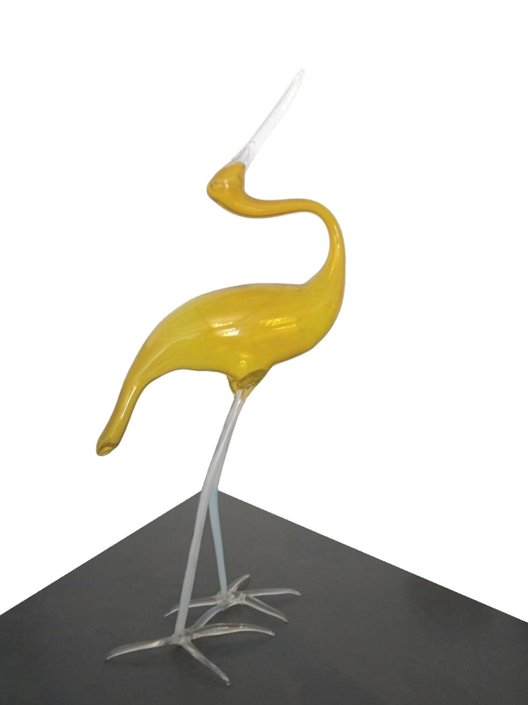Rare original Art Deco Austrian Bimini glass sculpture figurine "The egret bird"
