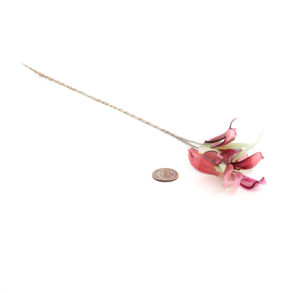 Lot (22) Czech lampwork uranium, amethyst, amber glass flower leaf petal headpin stems beads