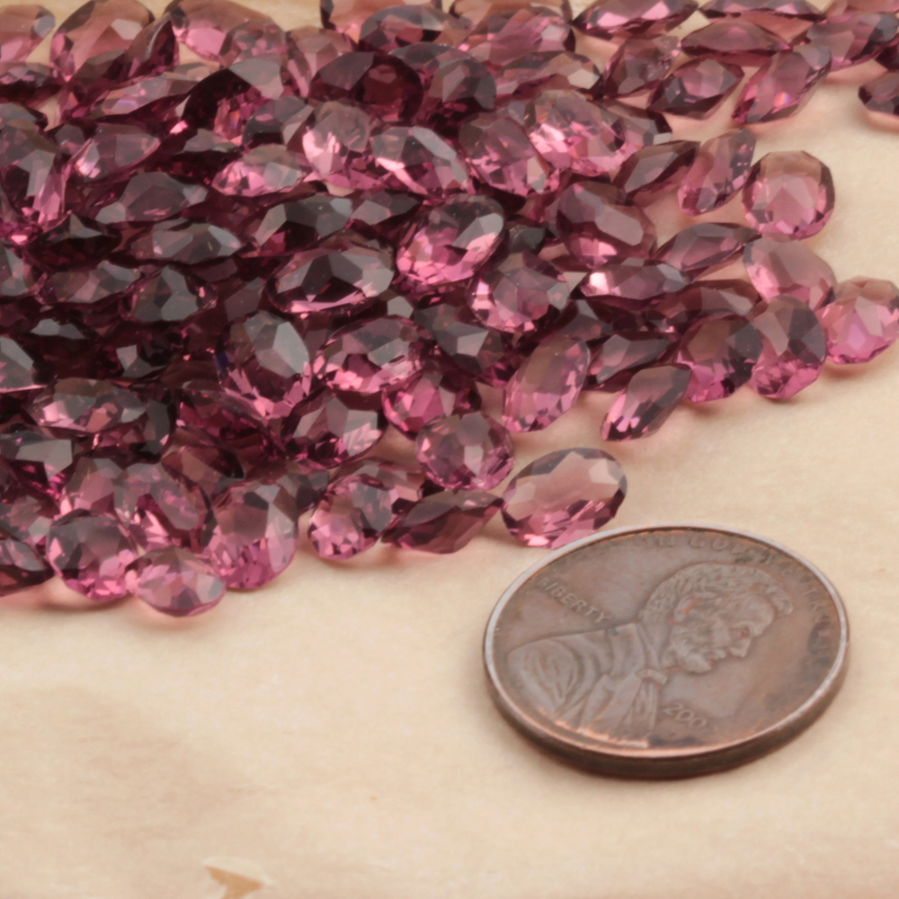 Lot (205) Czech antique amethyst oval faceted glass rhinestones 7x5mm
