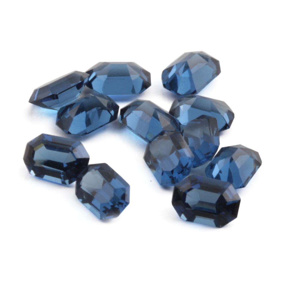 Lot (12) rare Czech antique Montana sapphire blue octagon glass rhinestones 6x4mm