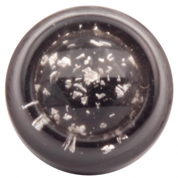 15mm antique Czech foil marble crystal faceted black bicolor glass button