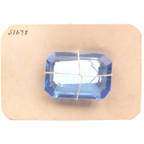 Antique Czech 27x19mm sapphire blue hand octagon faceted glass rhinestone