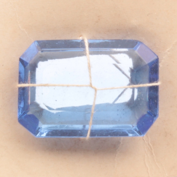 Antique Czech 27x19mm sapphire blue hand octagon faceted glass rhinestone