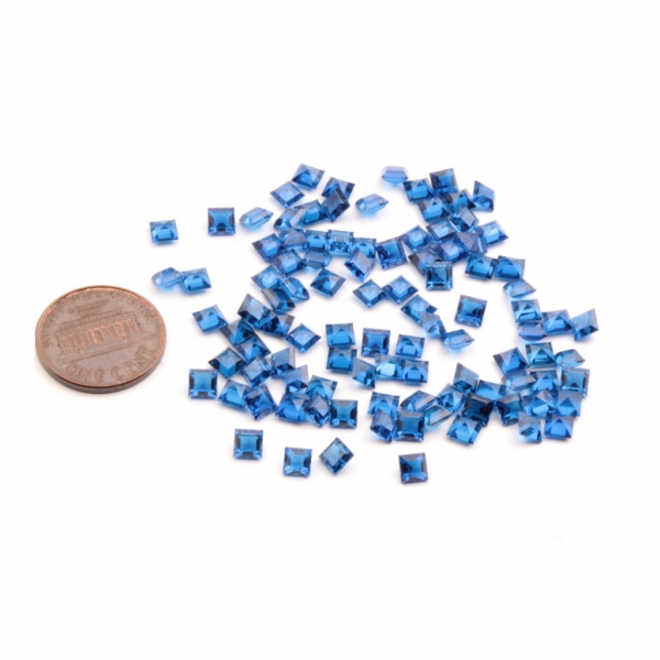 Lot (100) 4mm Austrian D.S vintage synthetic blue spinel square Sapphire gemstones