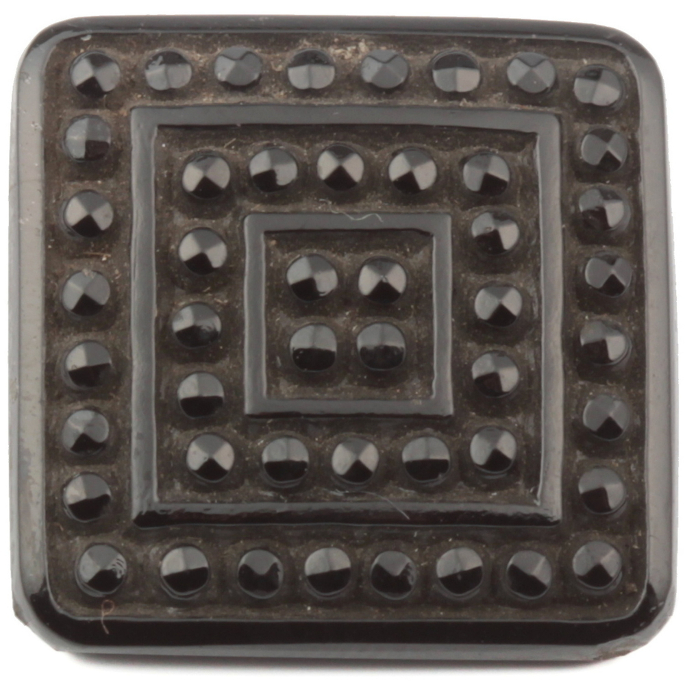 Antique Victorian Czech black glass button imitation rhinestone geometric square 18mm
