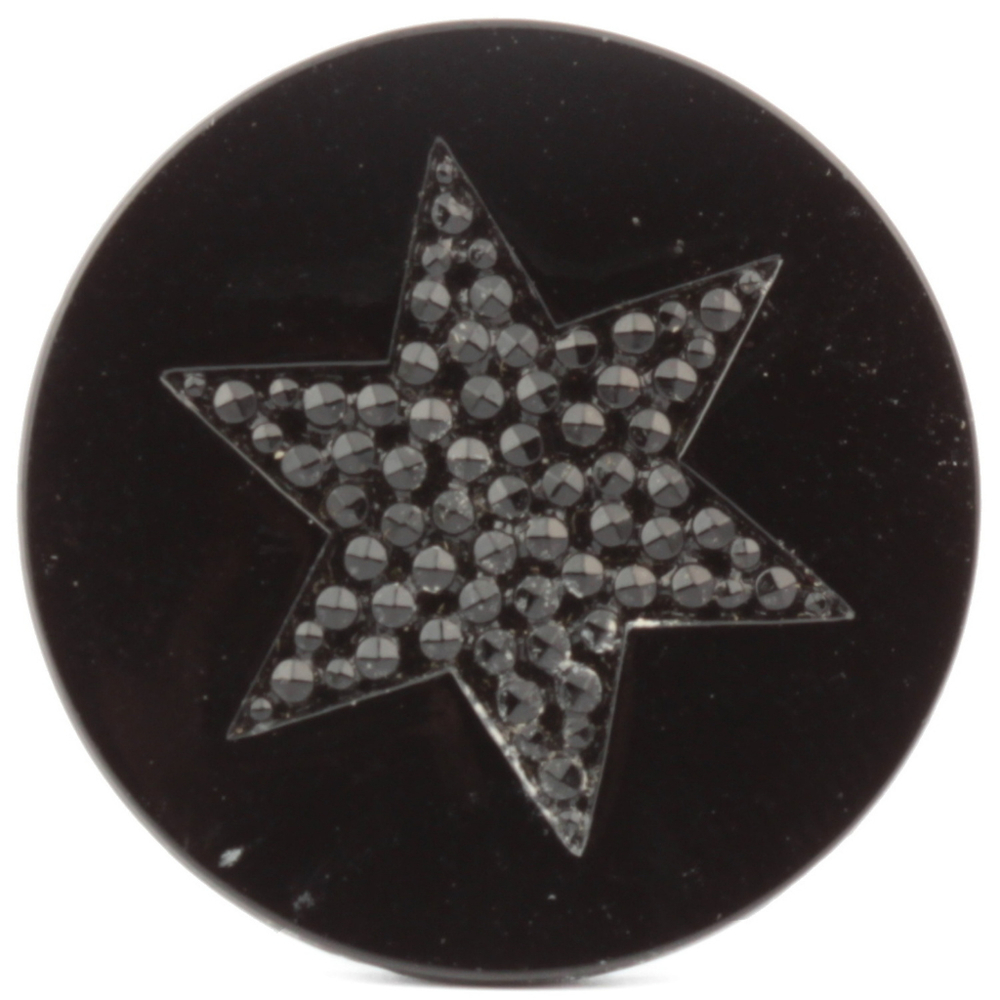 Antique Victorian Czech matte black imitation rhinestone star glass button 27mm