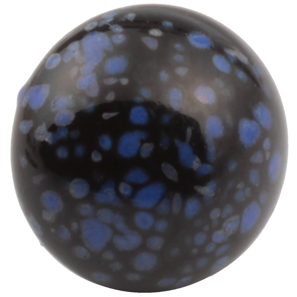Antique Czech blue marble black glass button 13mm