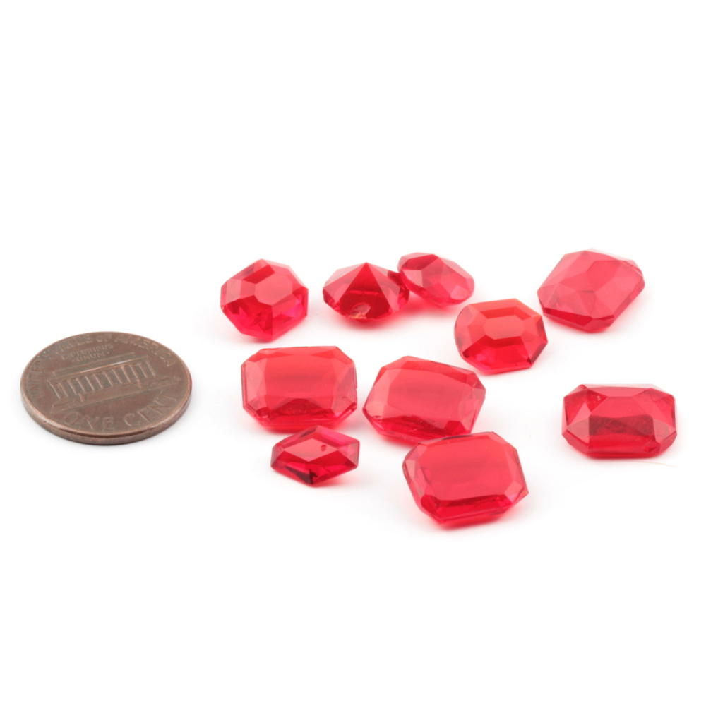 Glass rhinestones Lot (10) Czech vintage assorted red