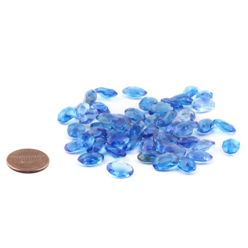 Glass rhinestones Lot (48) Czech vintage blue oval 12 x 8mm