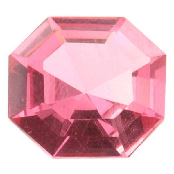 17x15mm large Czech vintage octagon hand faceted rose pink glass rhinestone