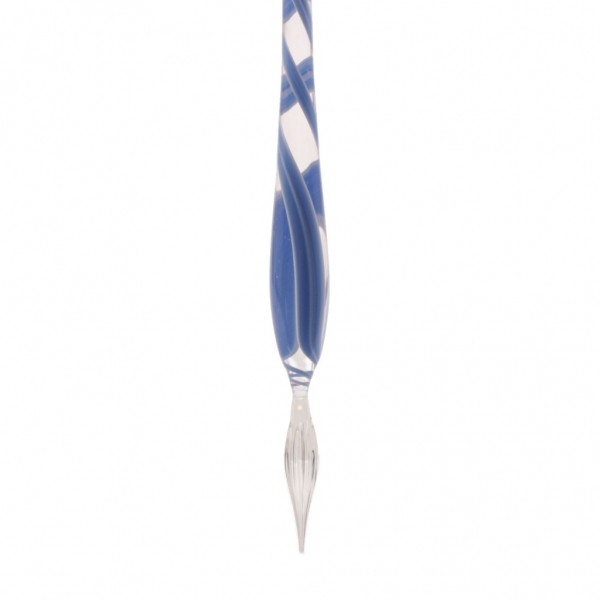 Czech handmade glass blue filigree twist spiral dip dipping calligraphy pen artist gift