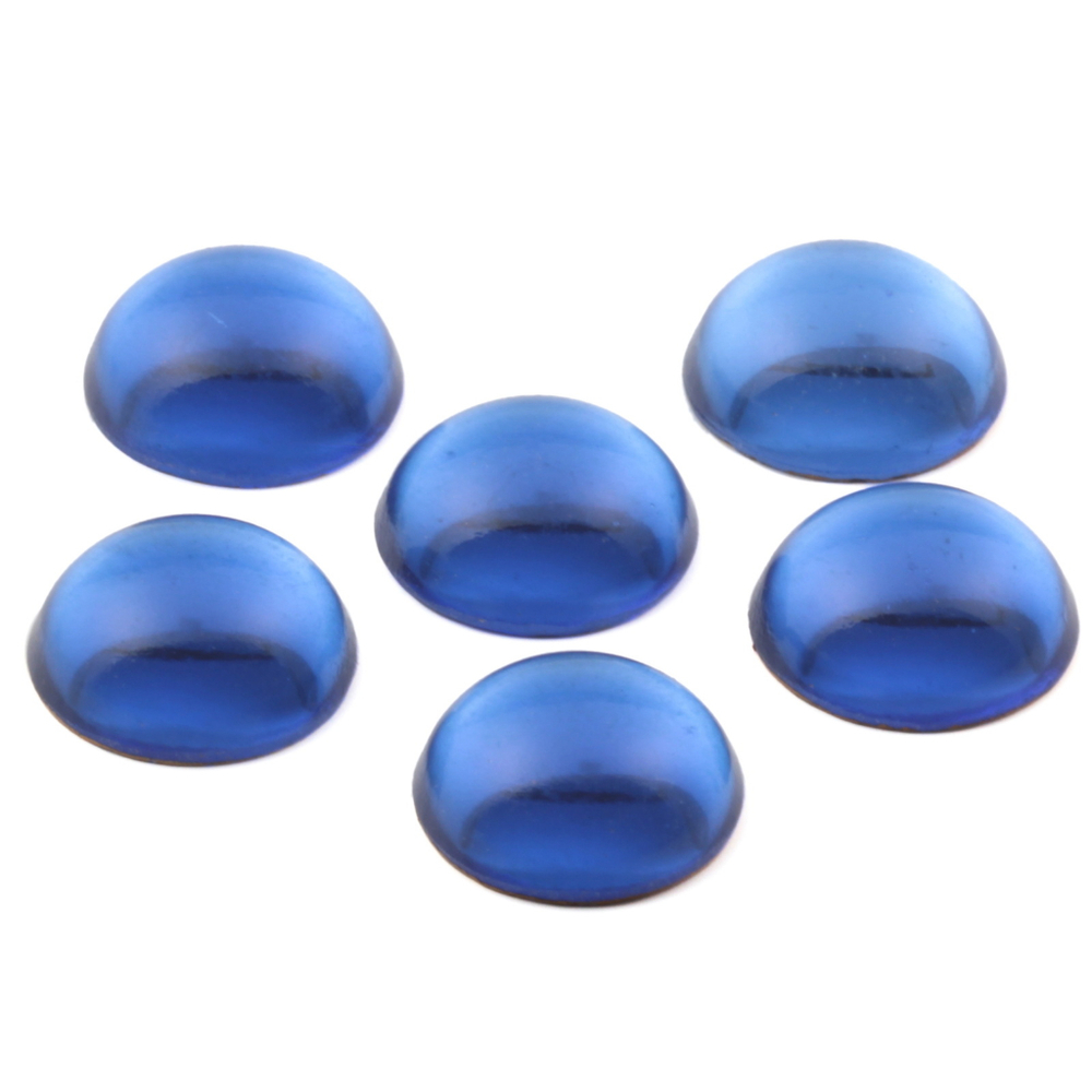 Lot (6) Czech vintage sapphire blue foiled round glass cabochons 16mm