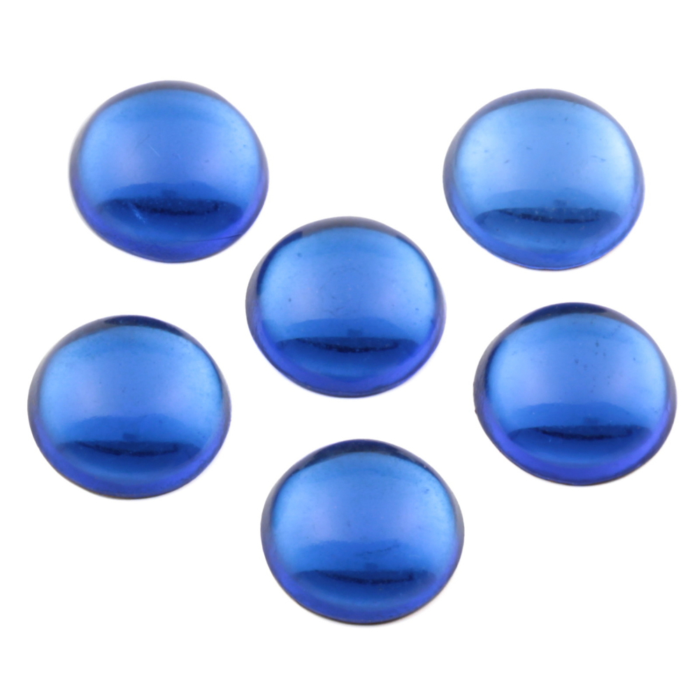 Lot (6) Czech vintage sapphire blue foiled round glass cabochons 16mm
