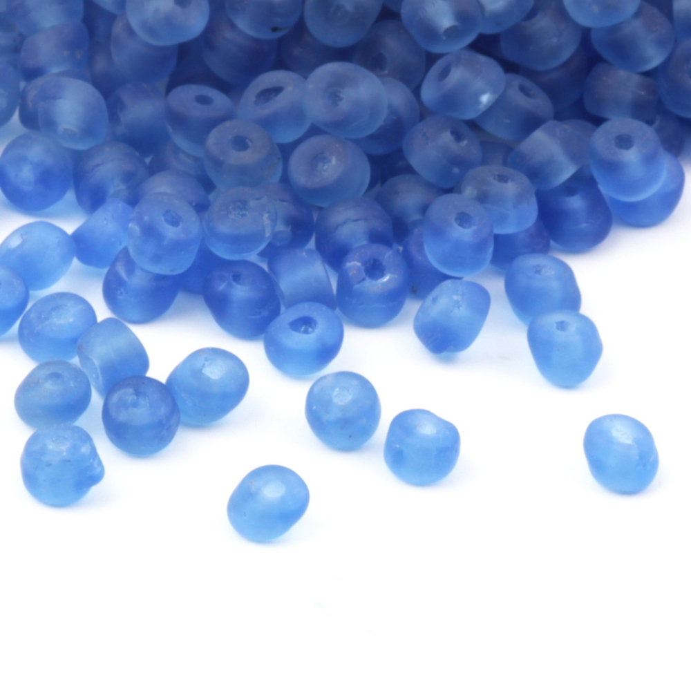 Lot (750) 3mm vintage Czech frost blue rondelle seed glass beads