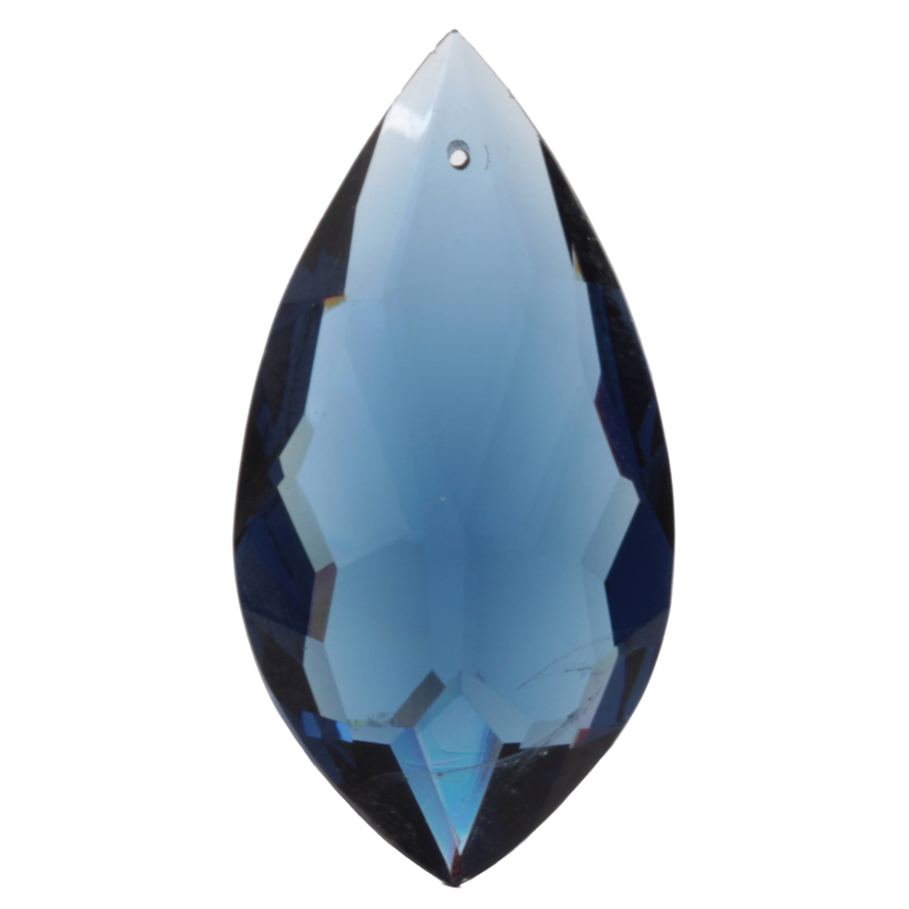 Czech antique hand cut montana blue oval teardrop pendant glass bead 45mm
