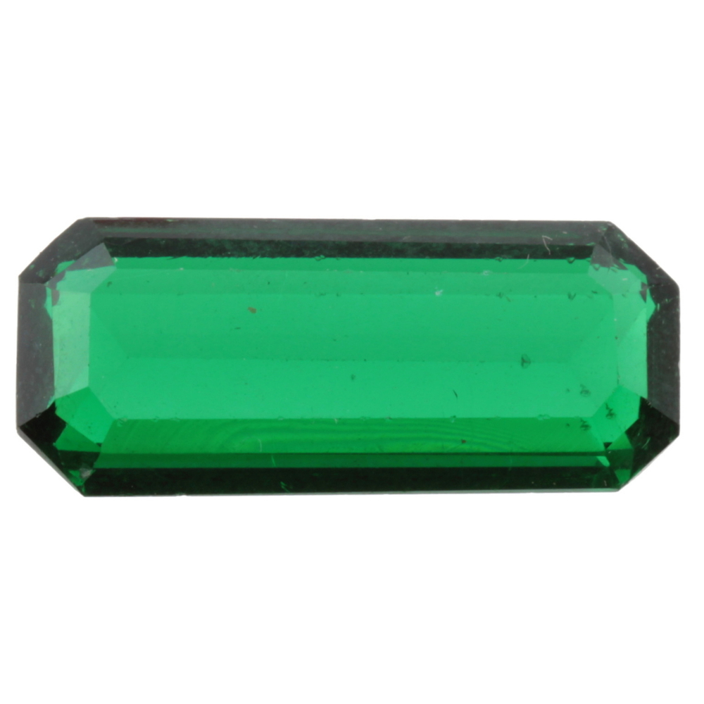 Large Czech vintage octagon rectangle Emerald green glass rhinestone 29x12mm