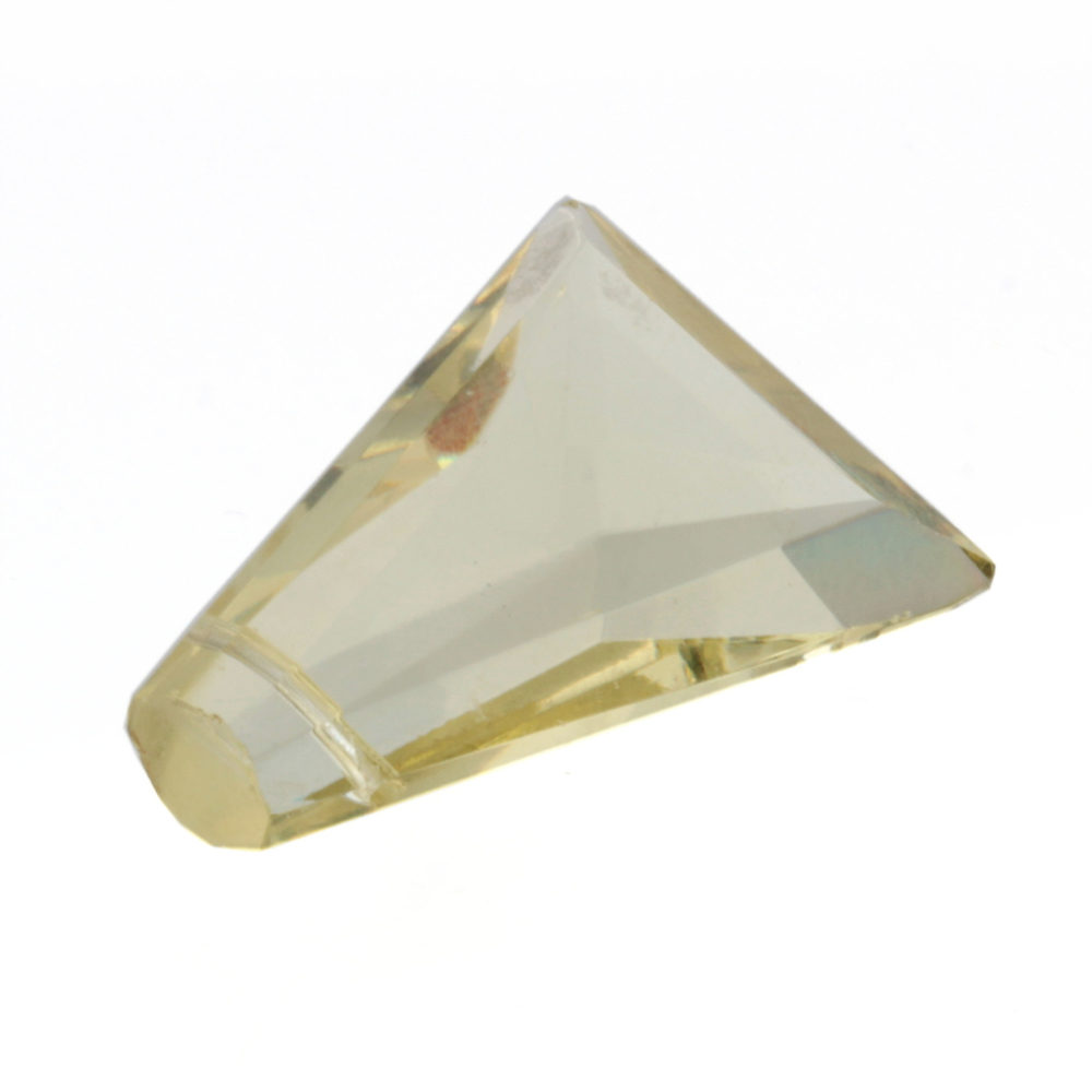 Rare Czech Art Deco vintage hand axe head faceted jonquil yellow pendant glass bead 25mm