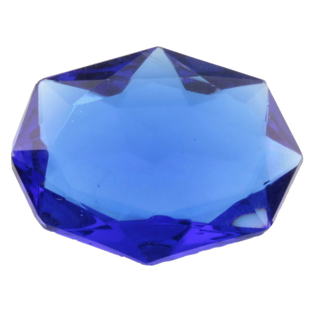 Large Czech vintage octagon sapphire blue glass rhinestone 40x30mm