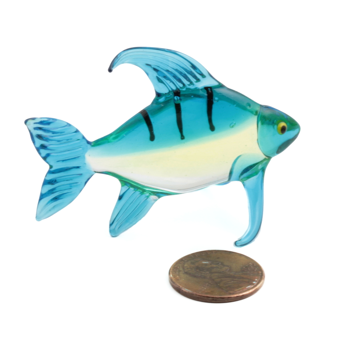 Czech lampwork glass blue tropical fish miniature figurine decoration ornament