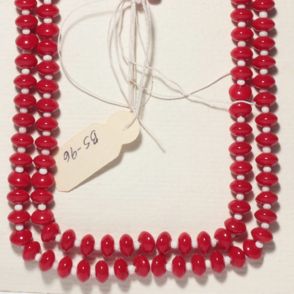 Czech vintage necklace element red rondelle glass beads 47"