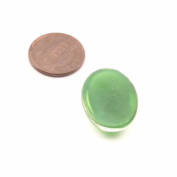 Large 25x18mm Czech vintage green satin moonglow oval glass cabochon