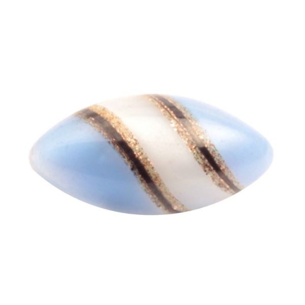 16mm antique Czech aventurine goldstone striped blue white satin bicolor oval lampwork glass button