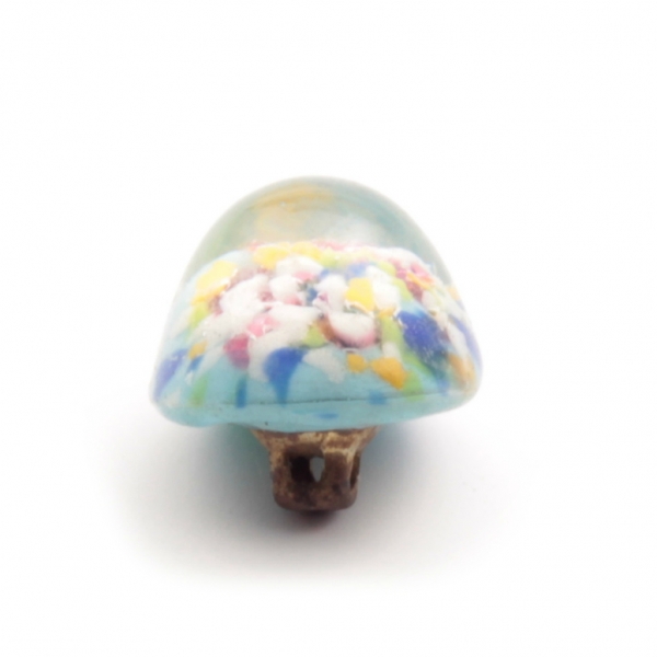 10mm antique Czech rainbow spatter marble domed paperweight lampwork dimi glass button