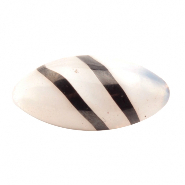 19mm antique Czech black striped white satin oval lampwork glass button