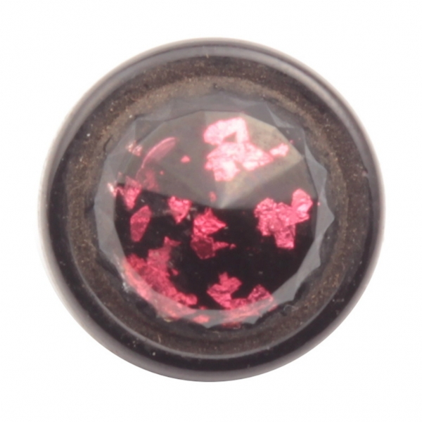 16mm antique Czech foil marble pink black bicolor glass button