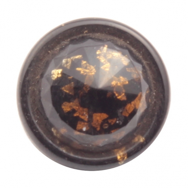16mm antique Czech foil marble black bicolor faceted glass button