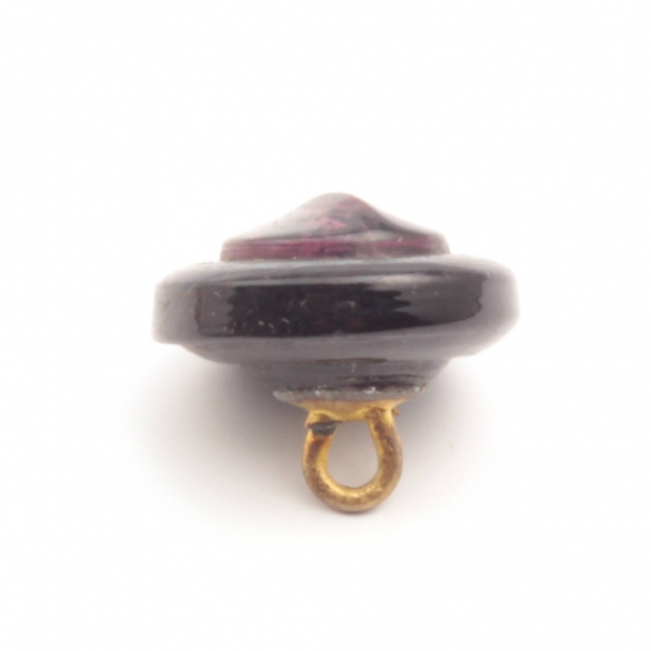 16mm antique Czech silver foil marble pink black bicolor glass button