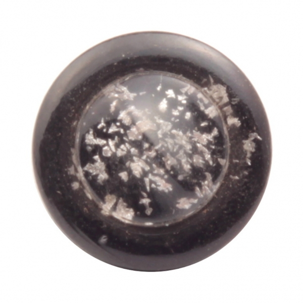 16mm antique Czech silver foil marble crystal black bicolor glass button