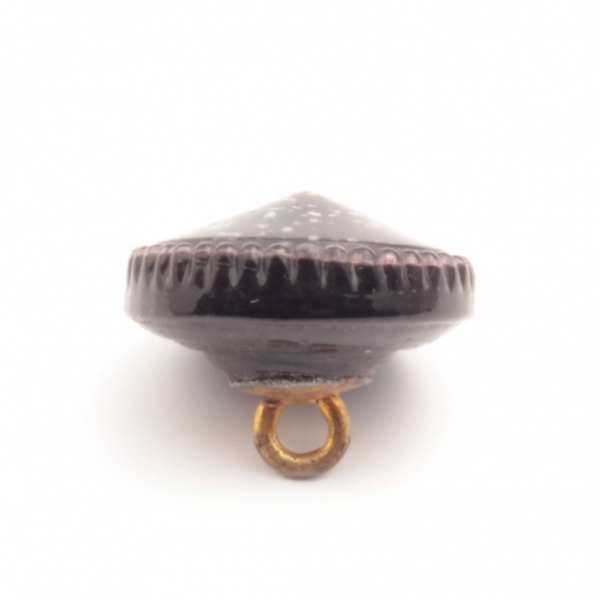 16mm antique Czech silver foil marble crystal black bicolor conical glass button