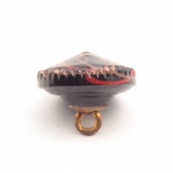 16mm antique Czech red black swirl aventurine goldstone conical glass button