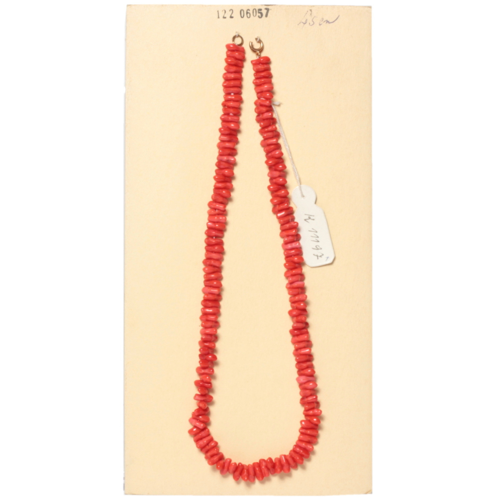 Vintage Czech necklace coral orange glass beads 18"