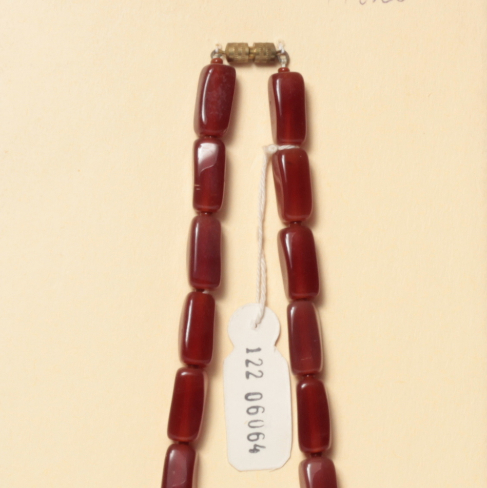 Vintage Czech necklace carnelian red opaline rectangle glass beads
