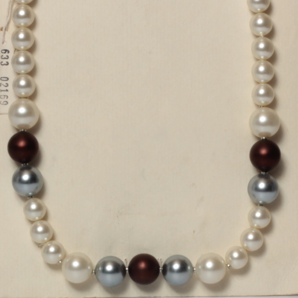 Vintage Czech necklace multicolor pearl beads 20"