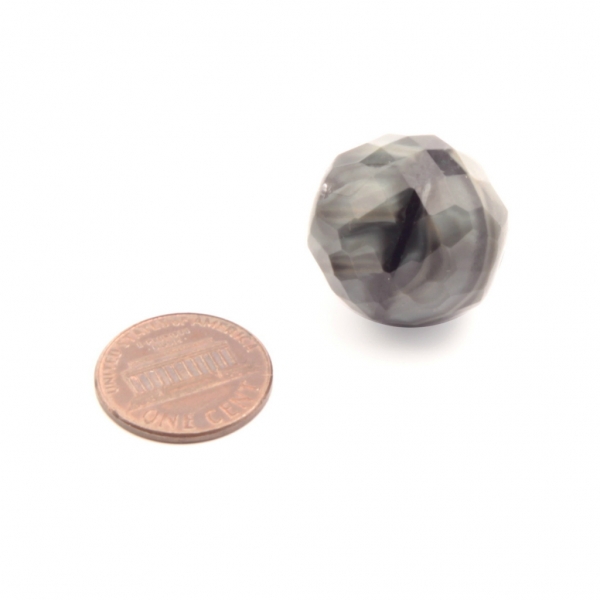 21mm vintage Czech satin marbled crystal givre faceted glass bead