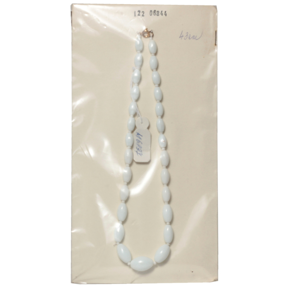 Vintage Czech necklace white oval glass beads