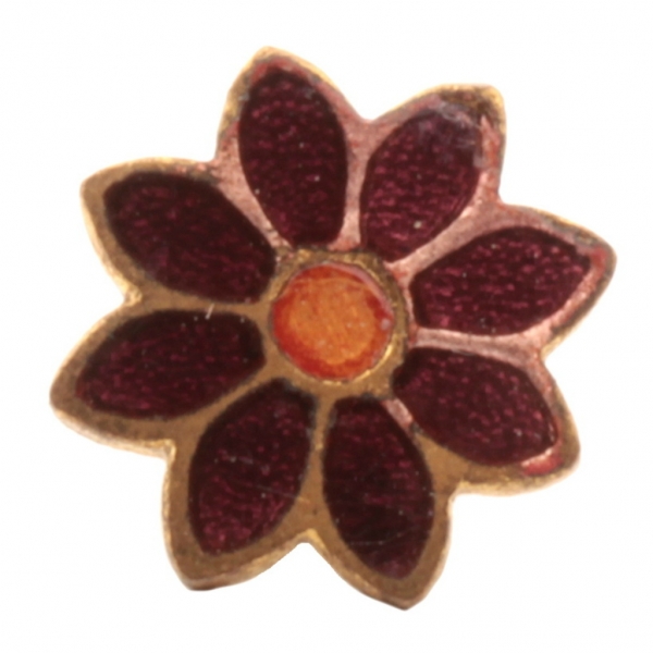 9mm Antique Victorian German Czech dark pink champleve enamel dimi metal flower button