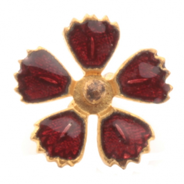 12mm Antique Victorian German Czech red champleve enamel metal flower button