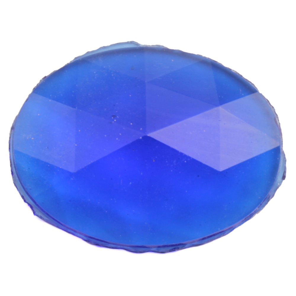 Large Czech vintage oval faceted sapphire blue flatback glass rhinestone 40 x 30mm