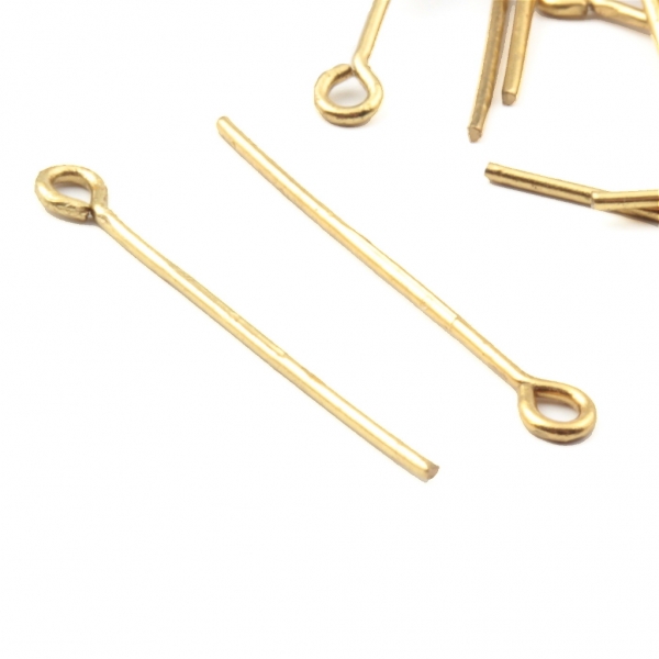 Lot (50) 24mm vintage gold tone chandelier loop head connector pins prism hangers