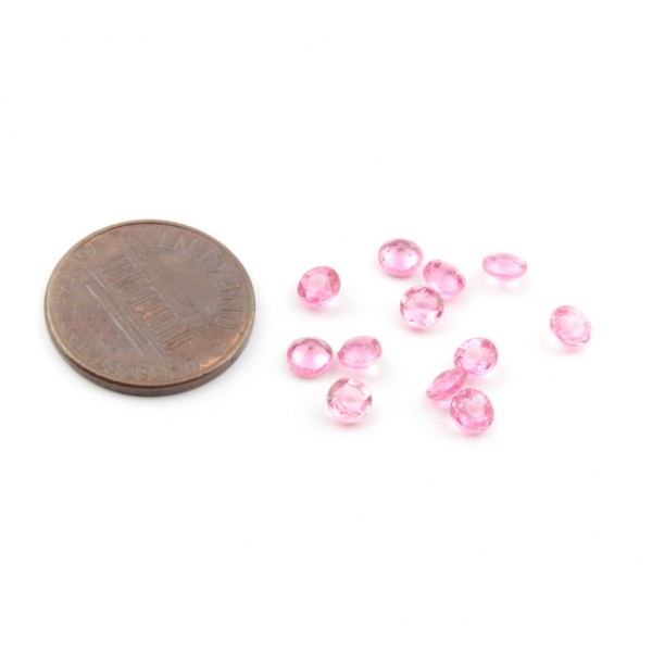 Lot (12) 4mm ss16 Czech Vintage round faceted cranberry pink glass rhinestones