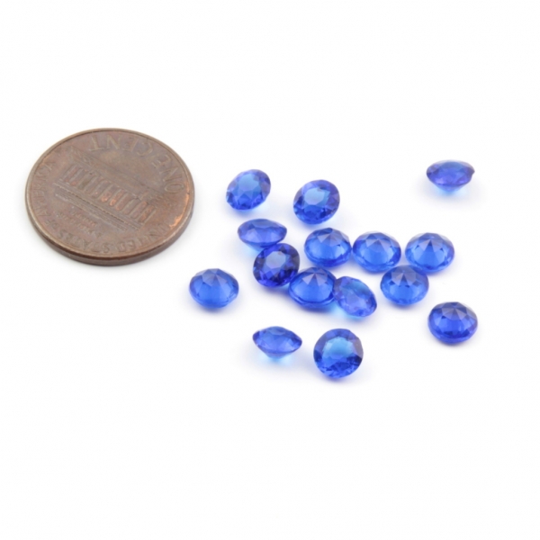 Lot (15) 6mm ss28 Czech Vintage round faceted sapphire blue glass rhinestones