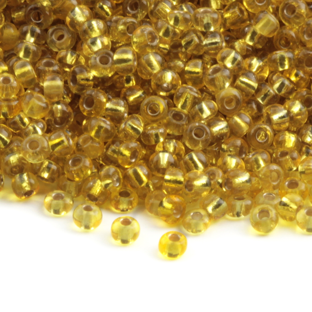 Czech vintage silver lined yellow glass seed beads by Jablonex 50g
