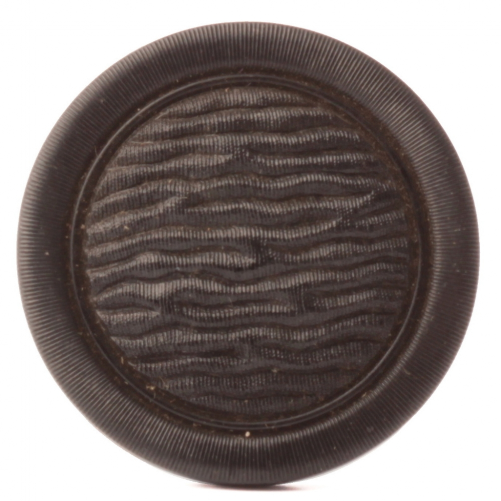 Antique Victorian Czech black geometric ribbed waves glass button 27mm